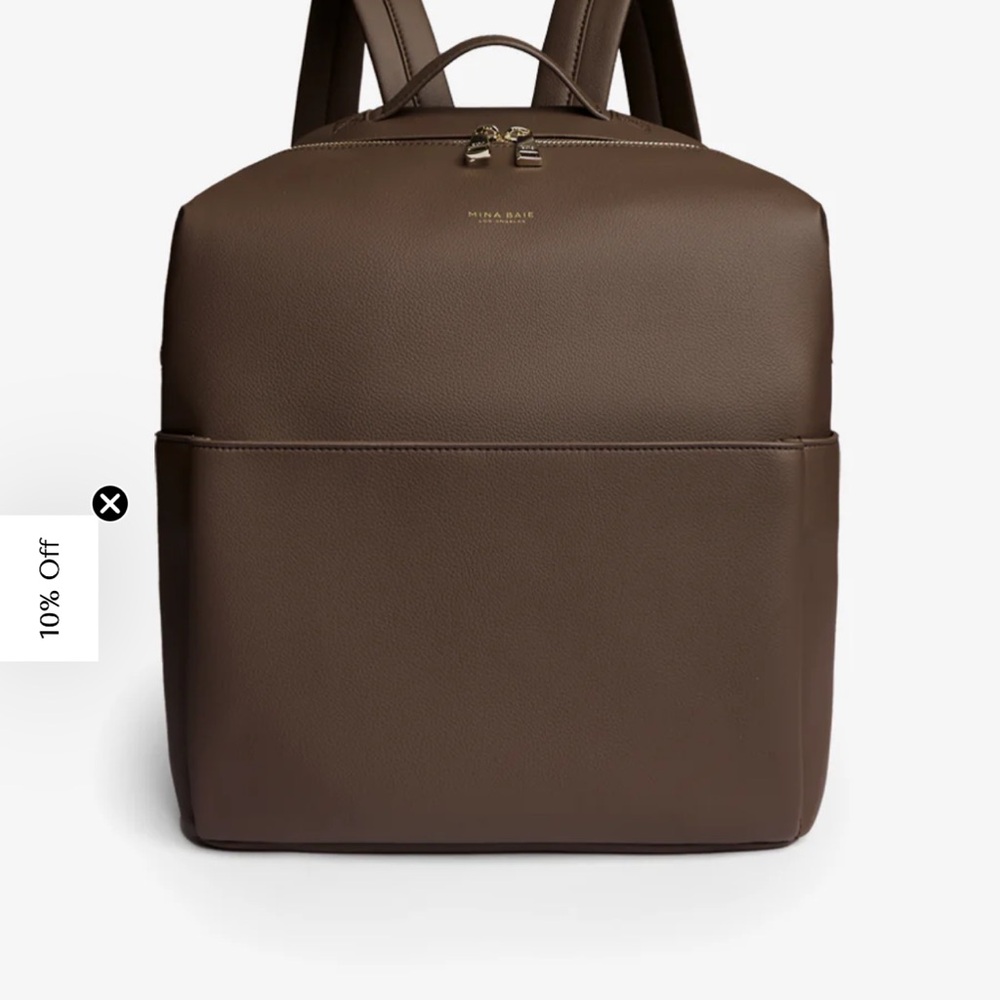 Mina Baie Espresso Brown Vegan Leather Backpack